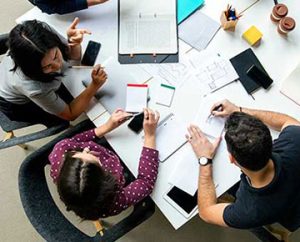 team collaborating on project