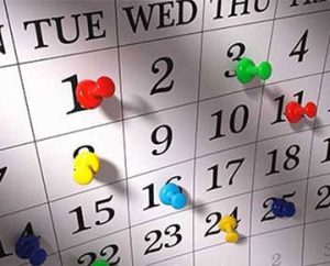 calendar with pins on important dates